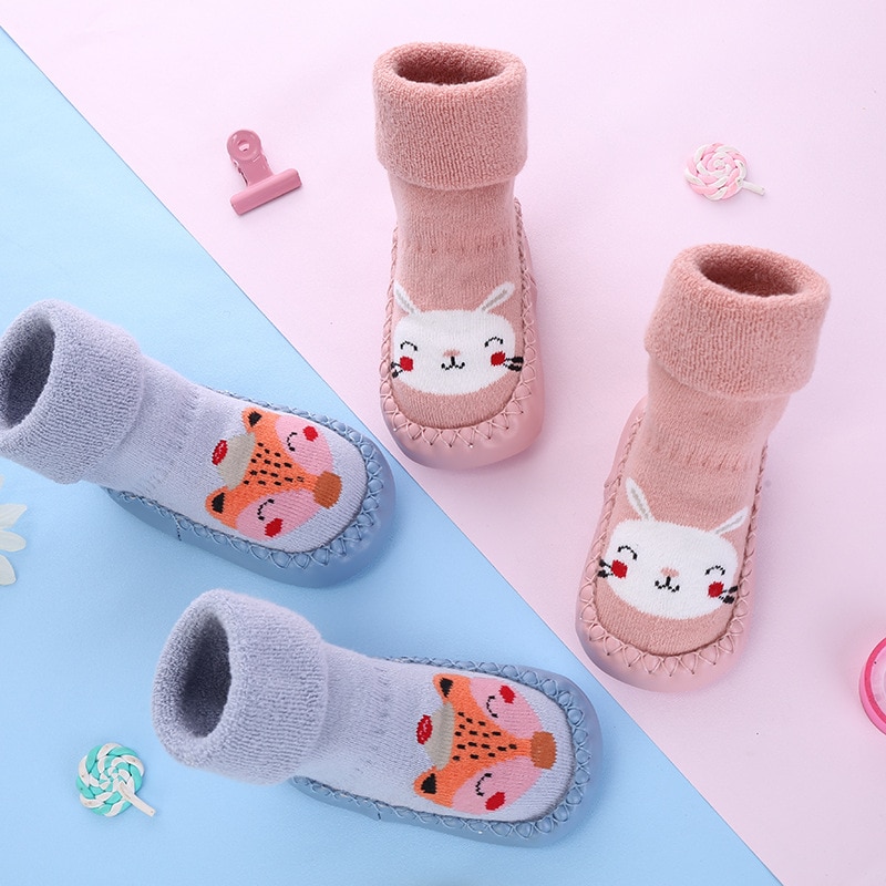 Baby Winter Animals Print Socks Toddler Baby Girls Boys Cartoon Animal Thick Warm Anti-slip Socks Slippers
