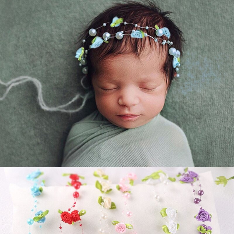 Baby Flower Faux Pearl Headband Princess Headwear Photography Props Hair Band
