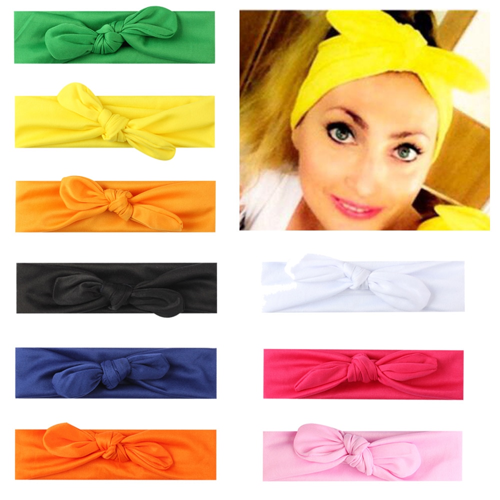 1 PCS 20*6 CM Female Comfortable Soft Elastic Hairband Solid Color Handmade Bunny Ears Headband Lady Accessories Birthday Gifts