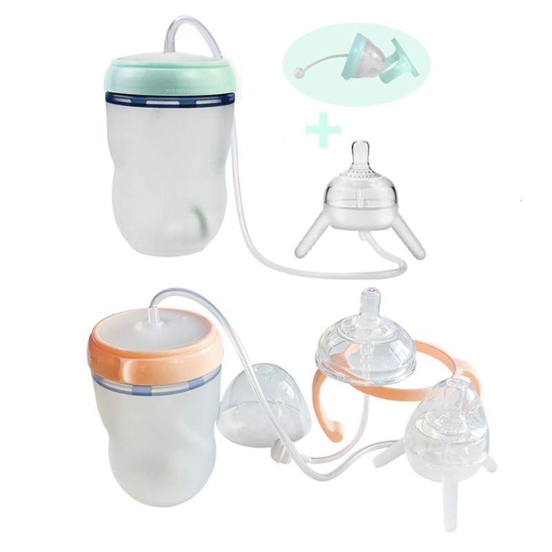 Baby feeding Bottle Long straw Hands-free bottle Multifunctional Baby Bottle Kids Milk Cup Silicone Sippy NO BPA