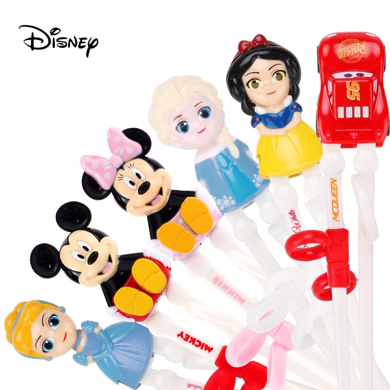 Disney Princess Kids Feeding Frozen Elsa Chopsticks Marvel Spiderman 3D Toddler Learning Chopsticks Sleeping Beauty Utensils