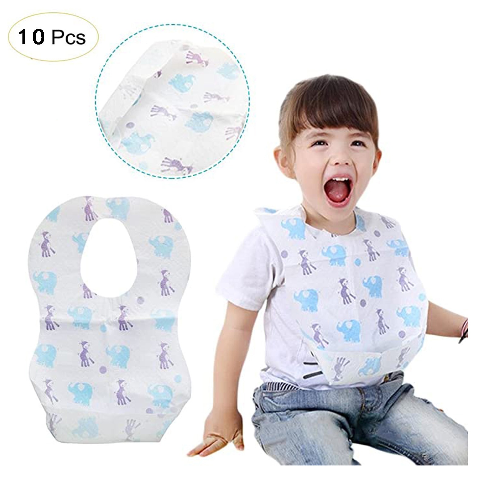 10PCS Children Disposable Bib Non Woven Fabric Waterproof And Dirty Bib