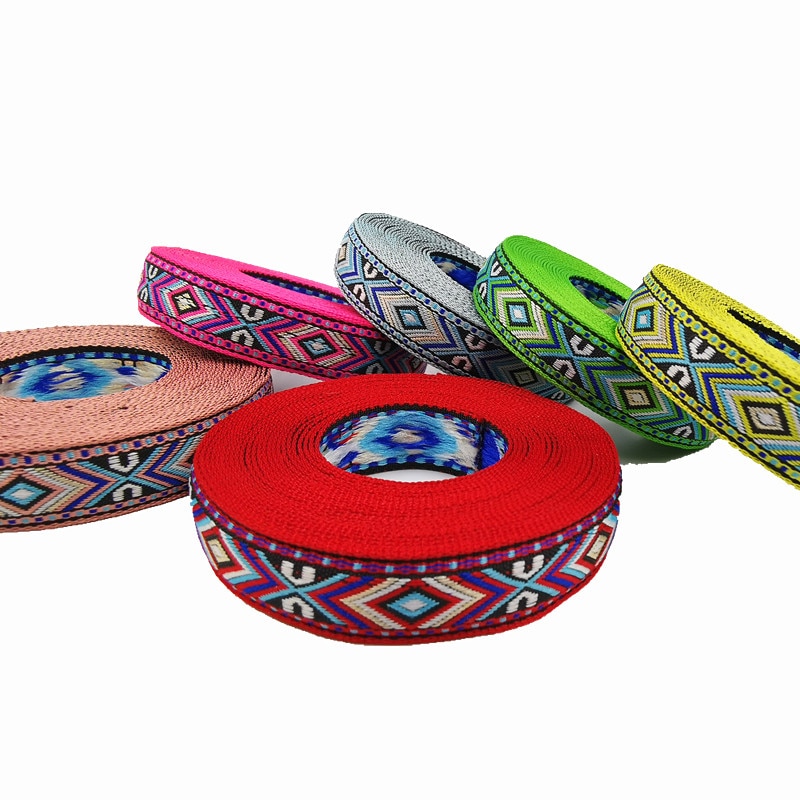Neue 5/8 "15-18mm 5 Yards Geometrie Gewebte Jacquard Band DIY Haustier Kragen Verziert Mit