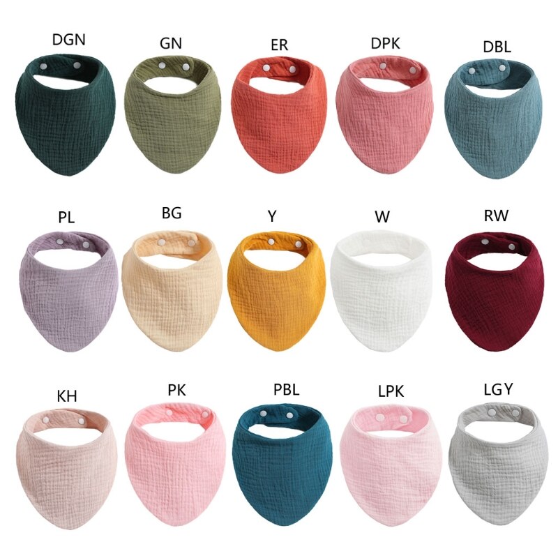 Baby Infant Cotton Bib Newborn Solid Color Triangle Scarf Feeding Saliva Towel Bandana Burp Cloth Boy Girl Apron Shower Gifts