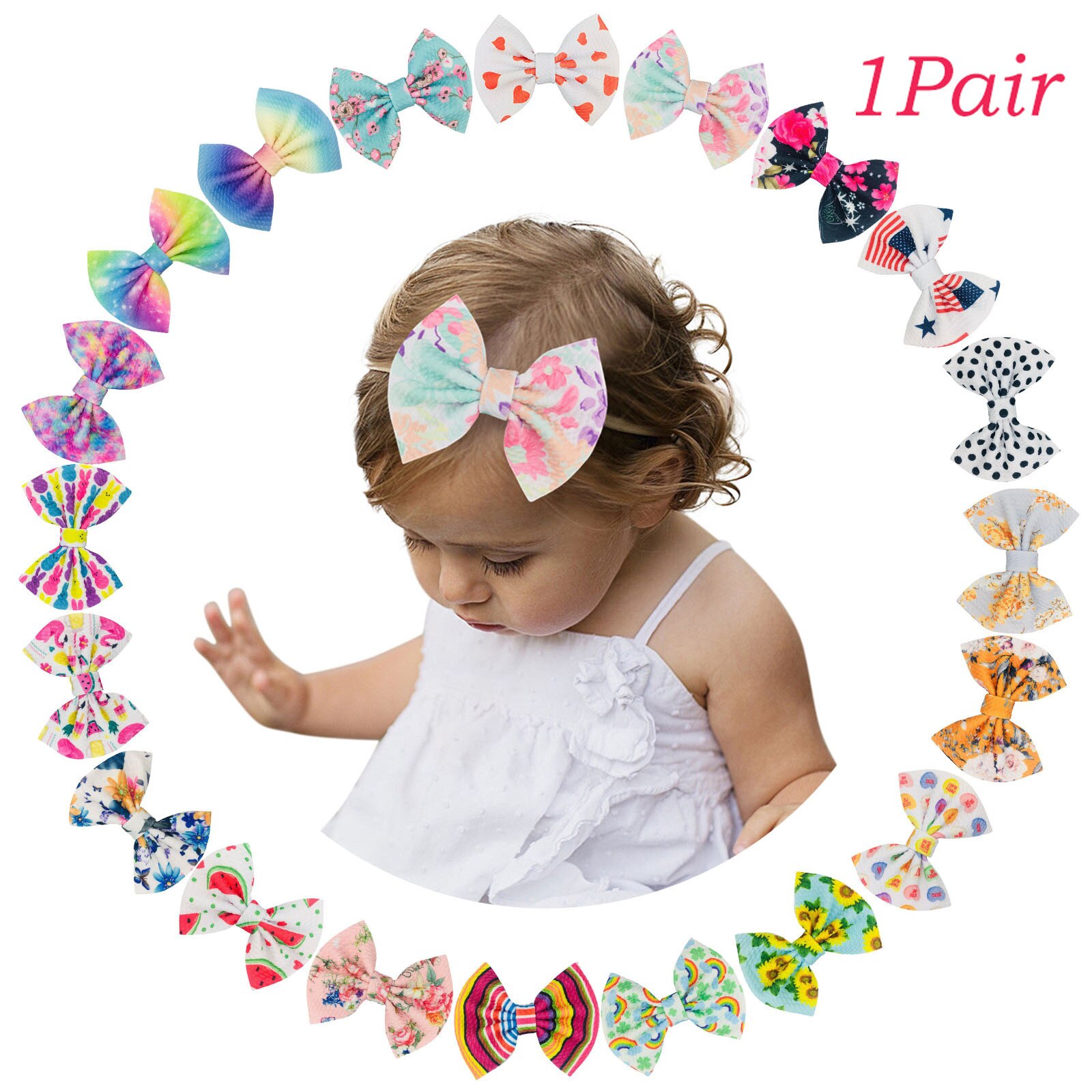 Estate fascia per bambini neonate neonate fiocco cravatte per capelli elastico fascia per capelli elastica fasce per bambina acc
