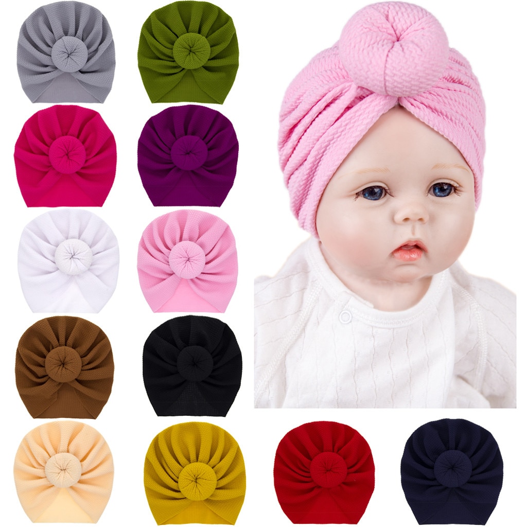 Accessori bambino Appena Del Bambino Dei Capretti Del Bambino Della Ragazza del Ragazzo Solido Nodo Cappelli Turbante Beani