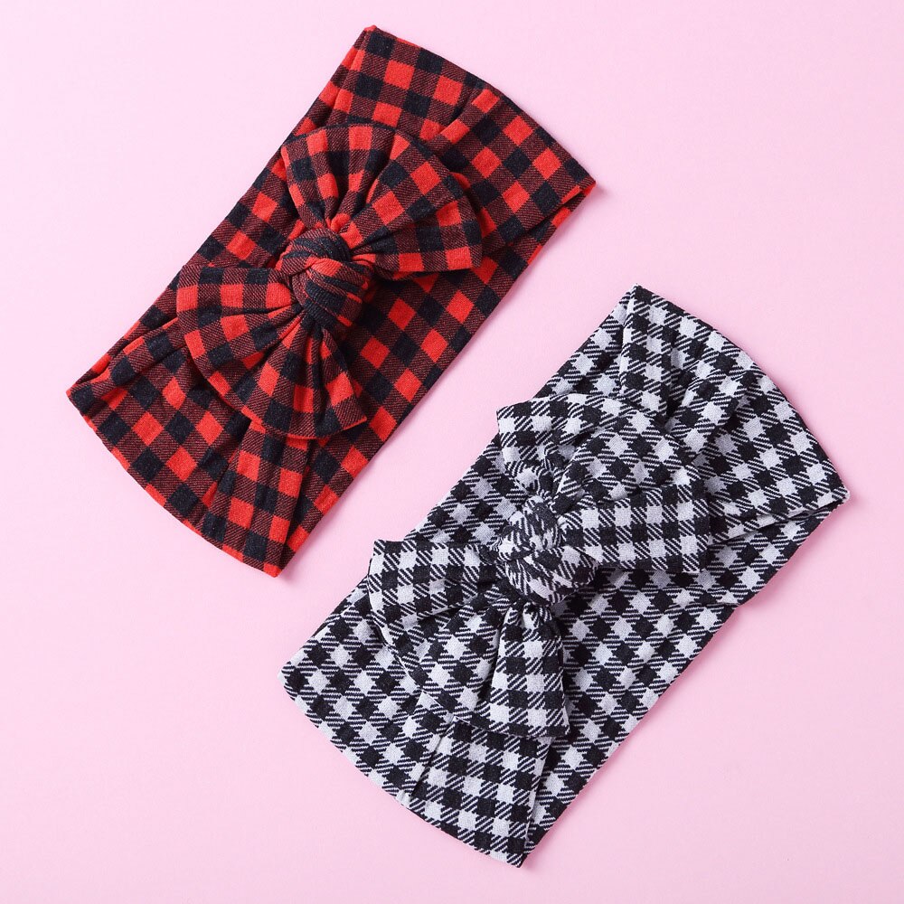 Elastic Nylon Children's Headband Fashion Checkered Printed Bowknot Headdress Popular Baby Headband