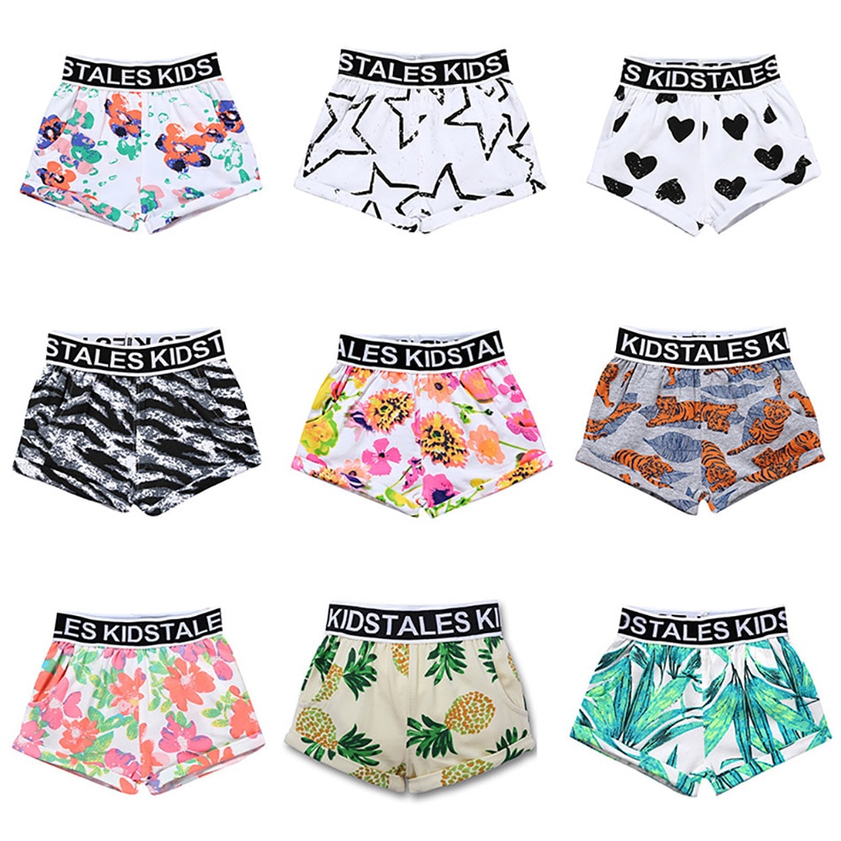Hawaii Baby Girl Beach Shorts Pants Kids Tales Summer Little Girl Floral Pineapple Banana Watermelon Board Shorts Pants