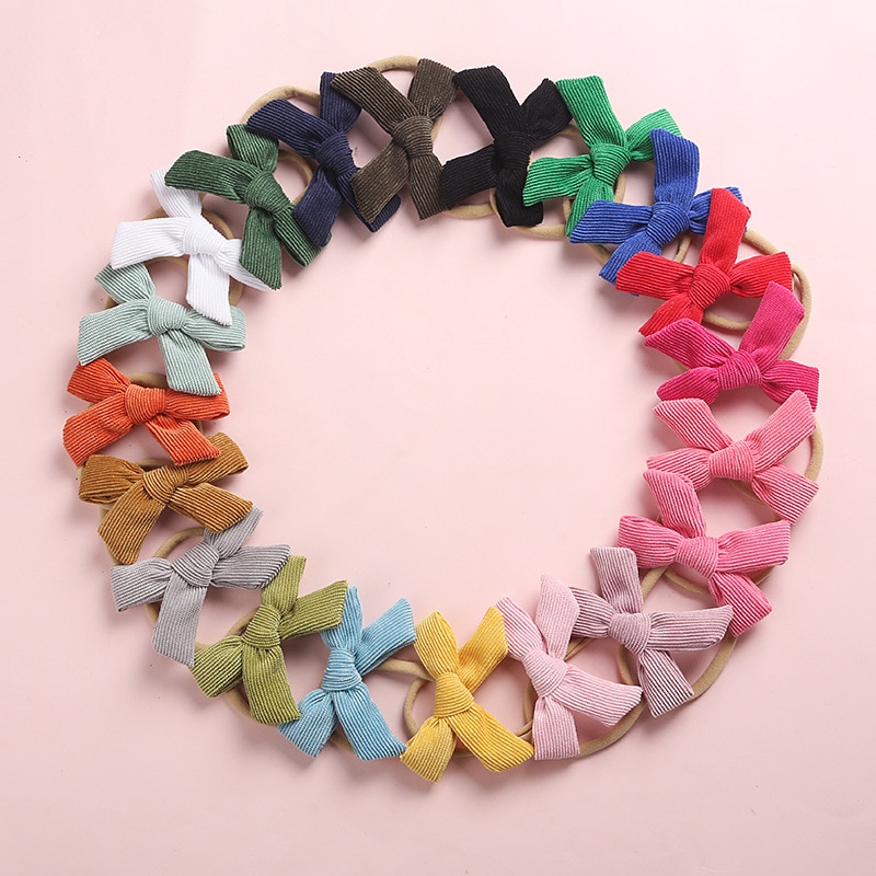 Ins Baby Headband Corduroy Headbands For Children Cord Girl Hair Bows Accessories Infant Nylon Hairbands Soft Band Dla Dzieci