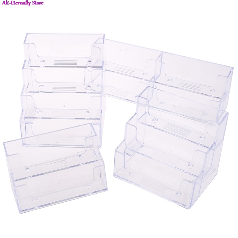 Desktop office business card holder transparent counter display stand accessory