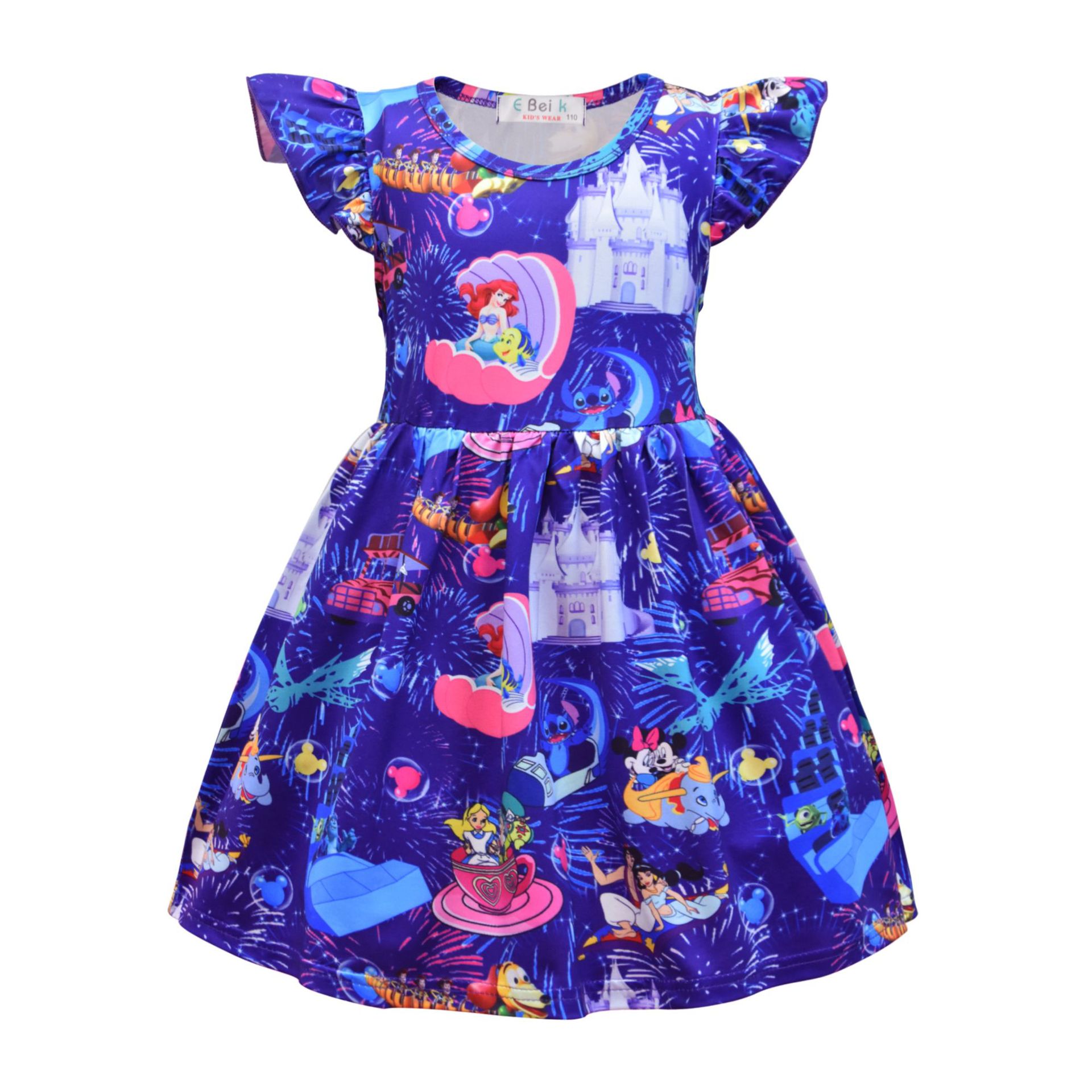 New Arrival Girl Print Short Sleeved Princess Dress Halloween Cartoon Dress Up For Childrens Clothing