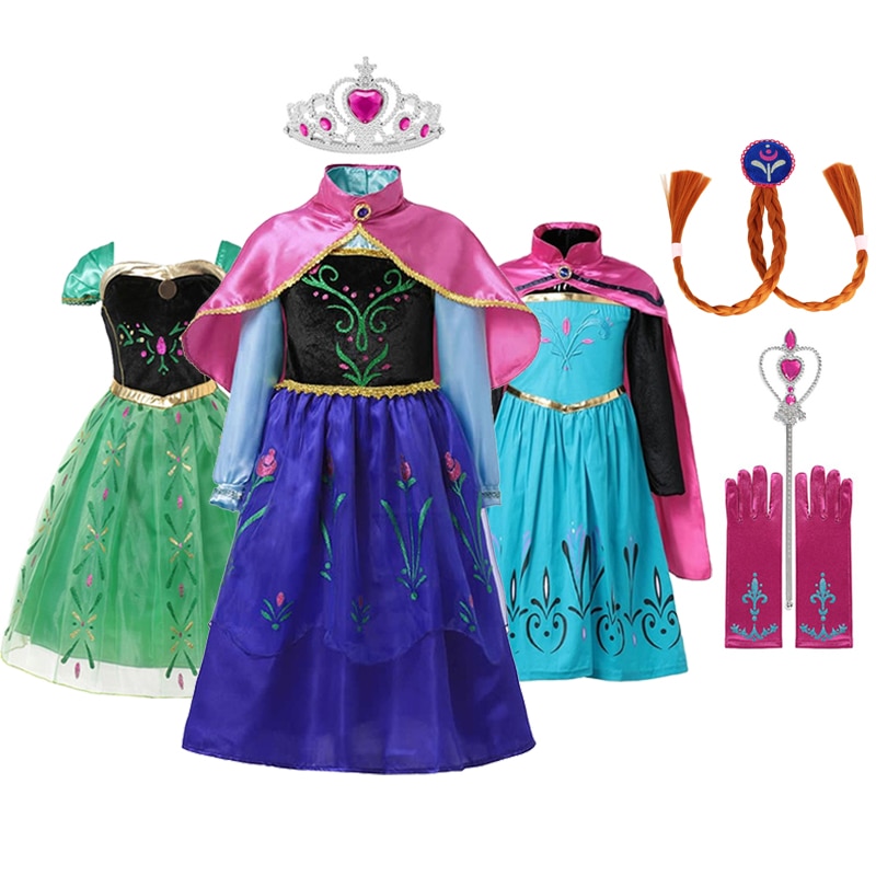 Disney Frozen Elsa Dresses Fancy Clothing for Girls Birthday Party Gown Children Kids Snowflake Halloween Anna Princess Costume