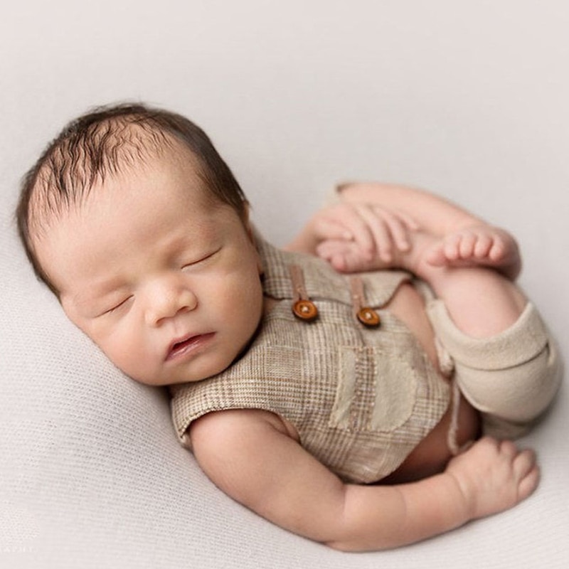 3 Colors Pants and Vest Set Accessories for Newborn Photography Props Costume Infant Baby Boy Little Gentleman Outfit