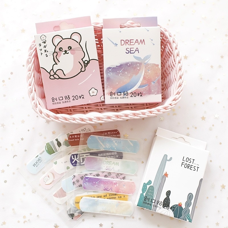 20pcs/set Waterproof Breathable Cute Cartoon Band Aid Hemostasis Adhesive Bandages First Aid Emergency for Kids Children