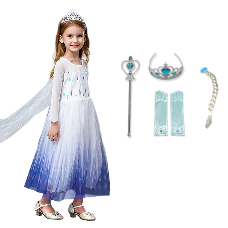 Halloween Clothes Fansty Girls Dress Birthday Cosplay Party Long Tails Costume Children Girls Princess Dresses