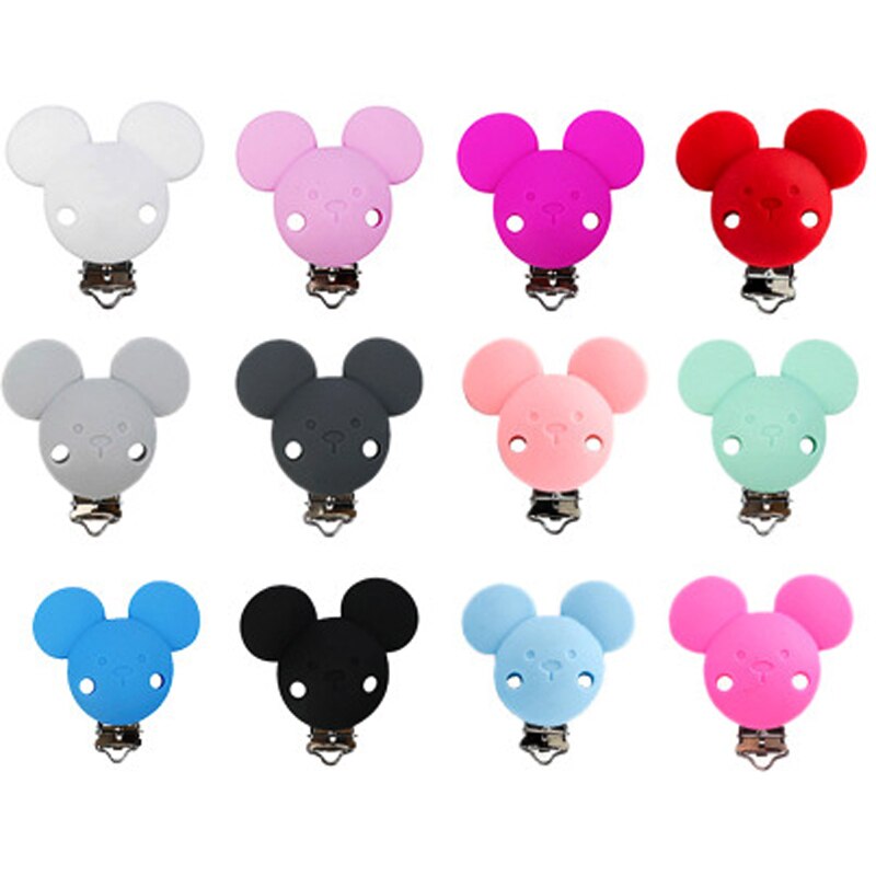 10pcs Silicone Teether Clips Round Bear Star Crown Fox Koala DIY Baby Teething Toy Bead Tool Pacifier Dummy Chain Nipple Clasps