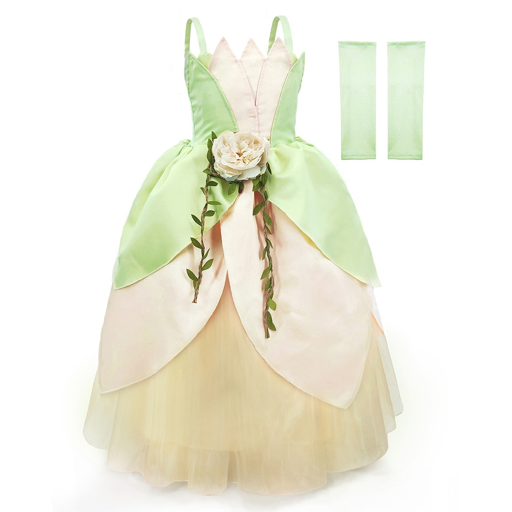 Carnival Girls Princess Tiana Dress Up Cosplay the Frog Princess Halloween Costume Children Dress