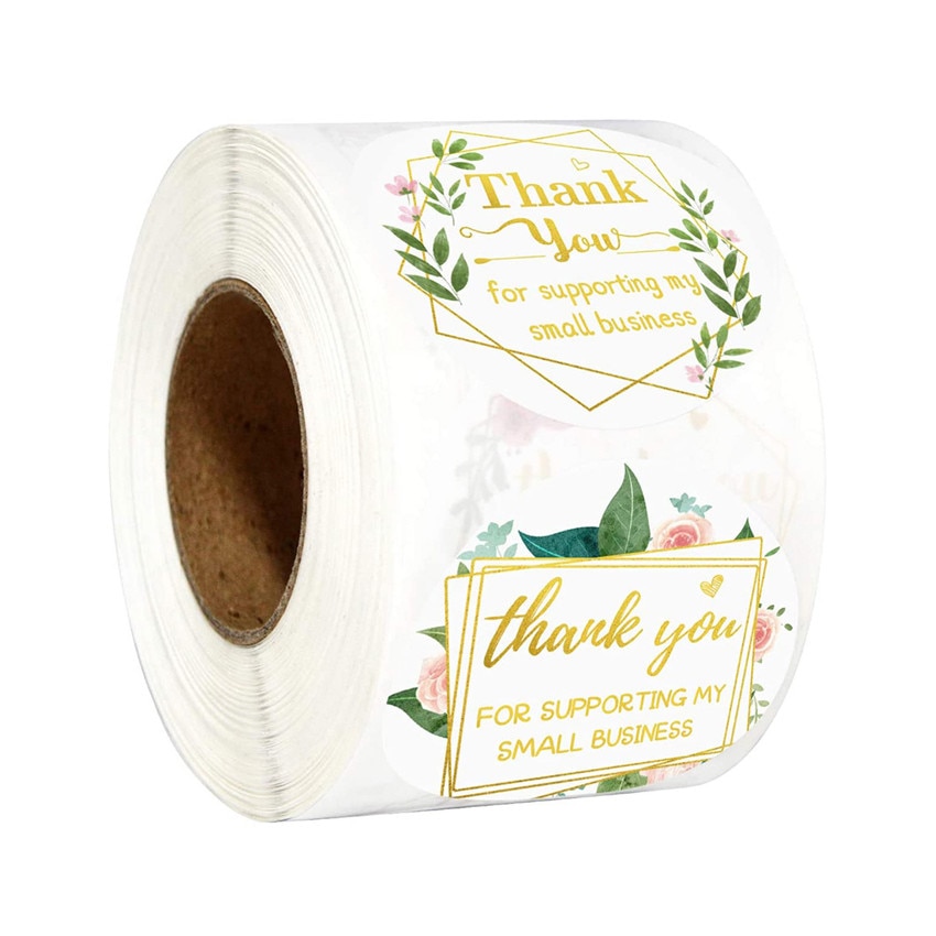 100-500Pcs Thank You for Supporting My Small Business Flowers Round Stickers Envelope Seal Labels Party Gifts Packaging Stickers