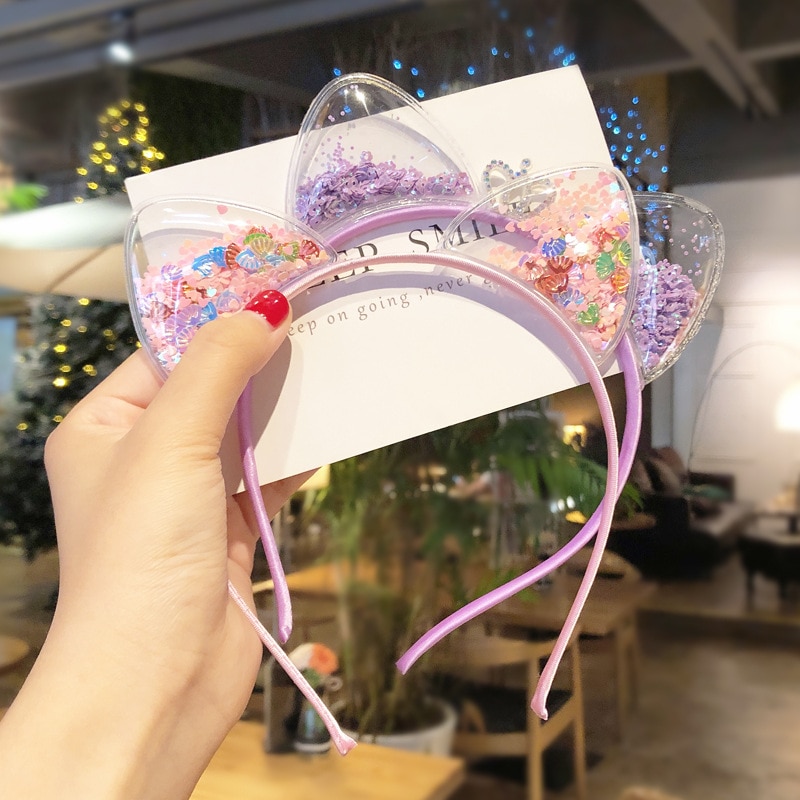 1Pcs Cute Cat Ears Headband Baby Girls Hairband Kids Girls Shining Crown Princess Korean Headband Sweet Hair Ornament Headband