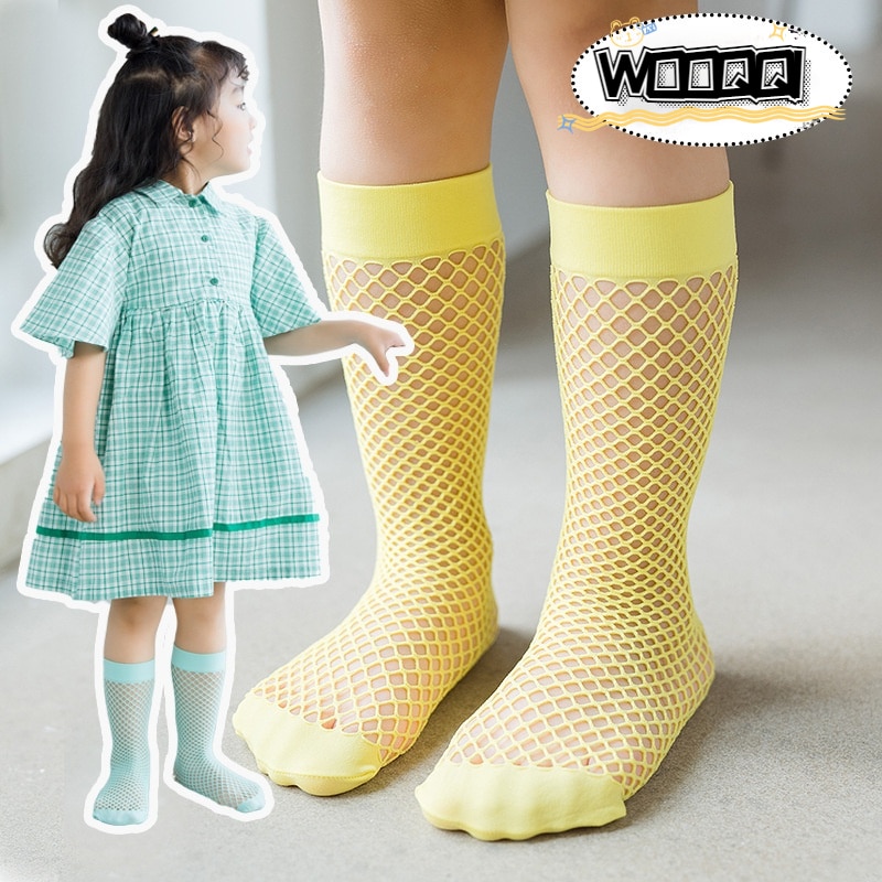 Velvet Children's Socks Thin Hollow Mesh Stockings Summer Trend Ins Girls Fishnet Socks Baby Socks
