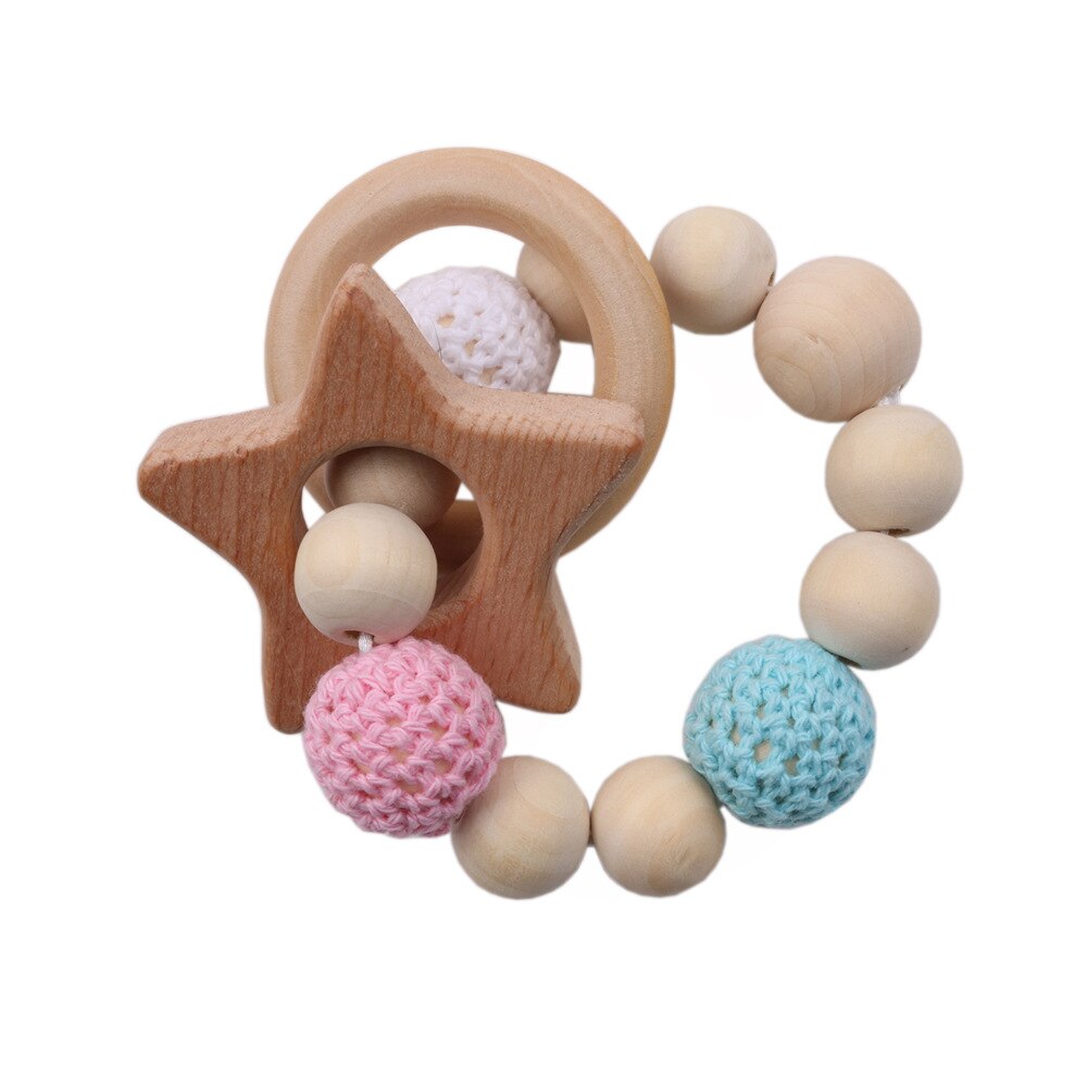 DIY Beech Wooden Teether Wood Bead For Pacifier Chain Baby Animal Silicone Baby Pacifier Teethers Birth for Newborn Toys
