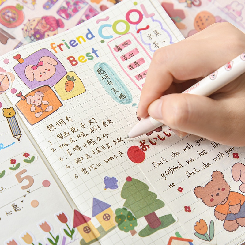Cute Cartton Scrapbooking DIY Stickers Decorative Diary Journal Washi Paper for Art Craft Notebook Album Gift Packing