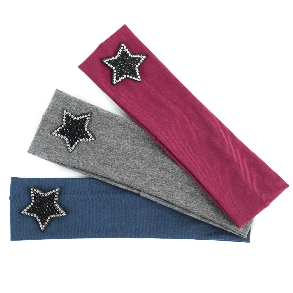 Black Star Plain Candy Color Newborn Headbands Baby Girls Children Cotton Headband Flat Headband Stretch Headdress Baby Turban
