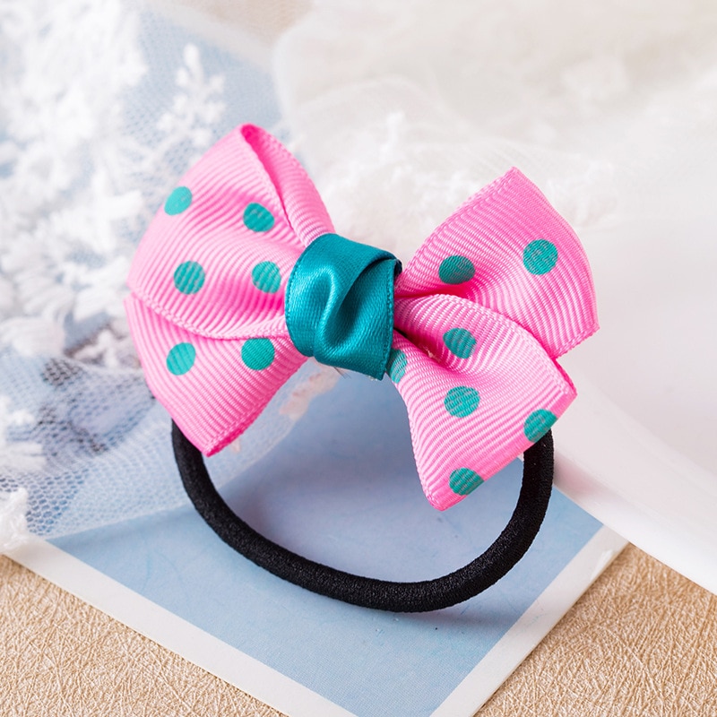 10PCS Hair Accessories Bowknot Polka Dot Children's Hair Tie Rubber Band Hair Rope Headdress