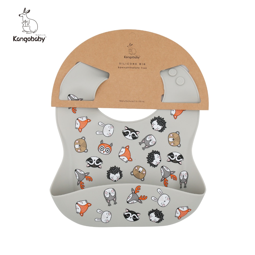 Kangobaby Adjustable Different Size Fashionable Waterproof Baby Silicon Bib