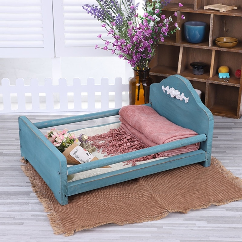 Newborn Posing Detachable Mini Bed Baby Photo Shooting Props Wooden Crib Infant Photograph Accessories
