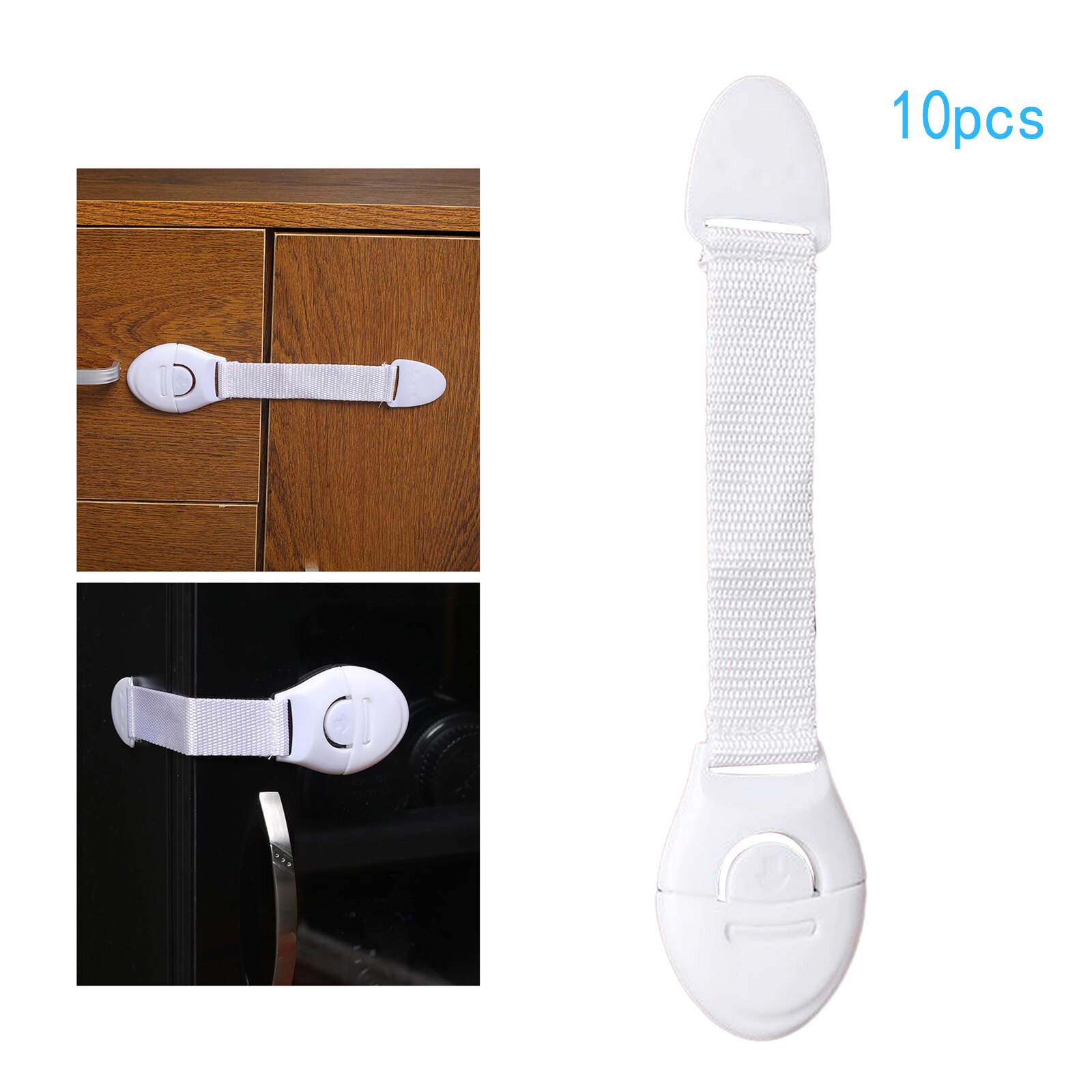 10 Pieces Baby Infant Care Safety Lock Adjustable Straps Latches Clear for Refrigerator Box Drawer Wardrobe Cabinet