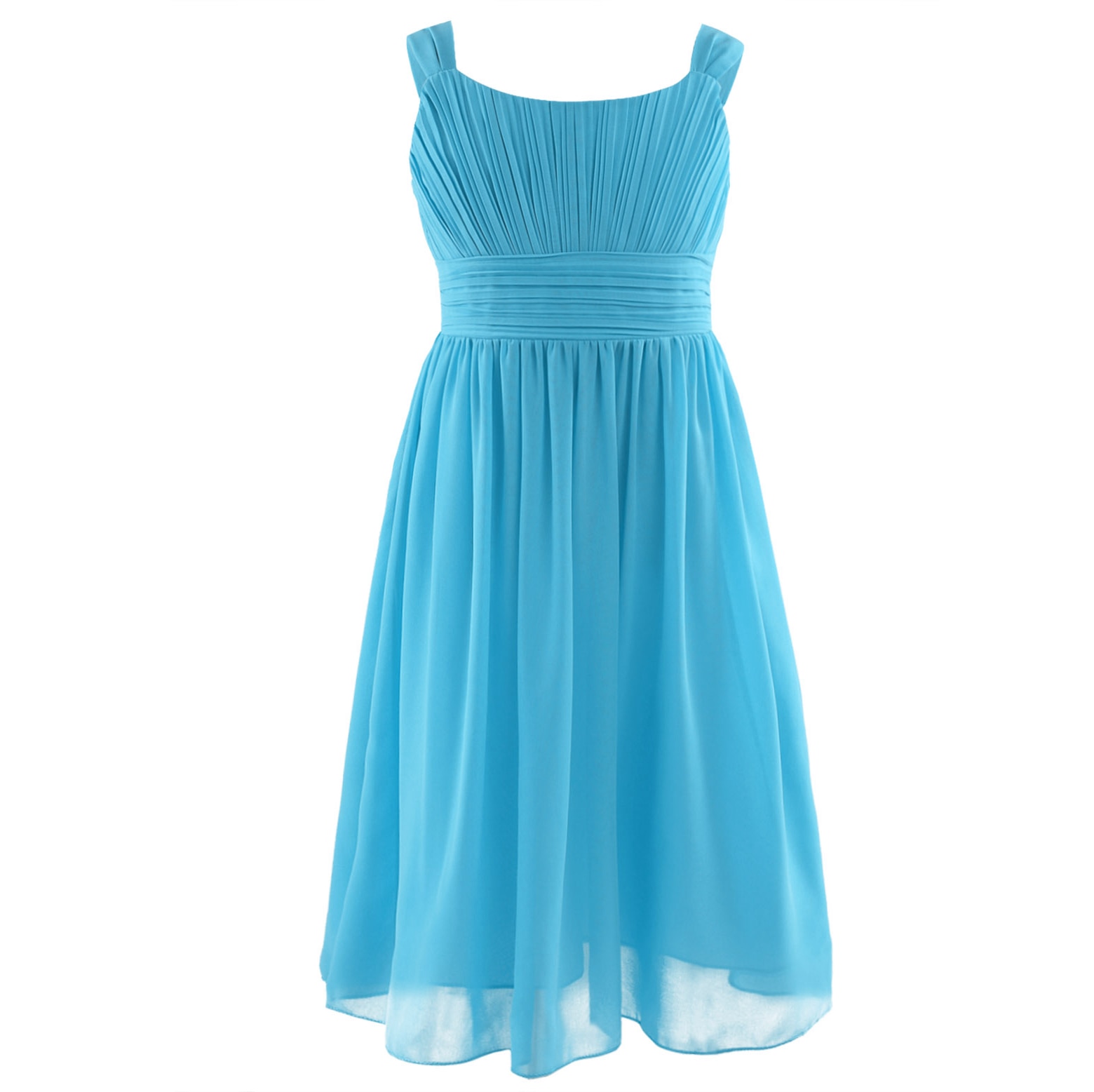 Kids Girls Sleeveless Pleated Chiffon Flower Girl Dress Princess Pageant Wedding Bridesmaid Girls Tutu Birthday Party Dress 4-14