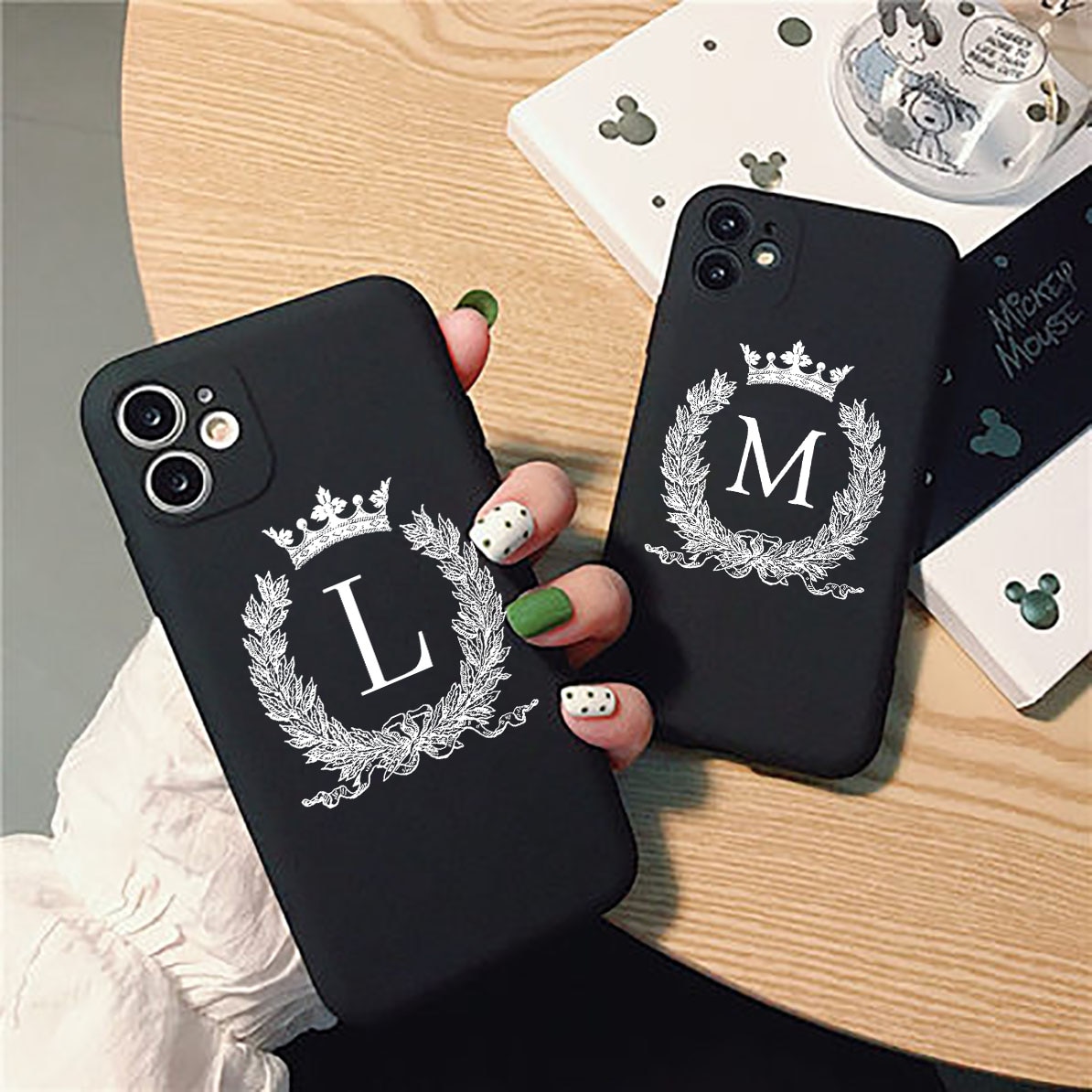 Luxus Crown Kranz Englisch Buchstaben Telefon Fall Für iphone 12 11 Pro Max 12 Mini 7 8 Plus X XR XS