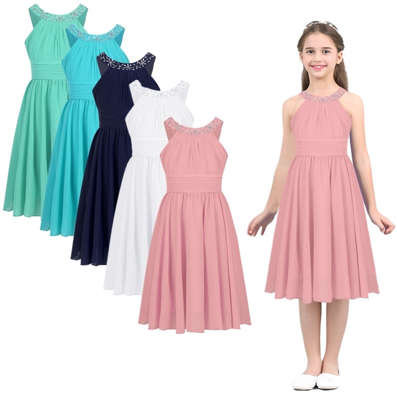 Children Teenager Chiffon Dress Princess Lace Dresses Festive Flower Girl Dress Pageant Communion Dress Wedding Evening Dress