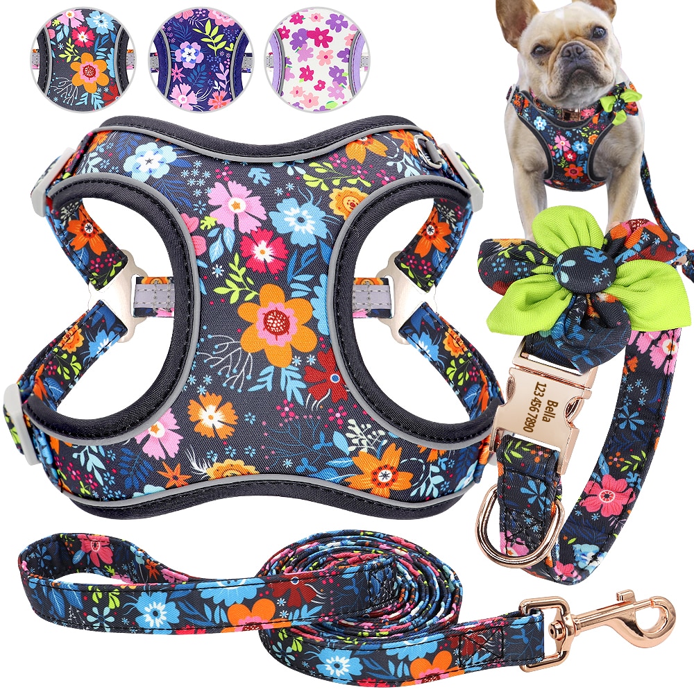 Personalisierte Hund Kragen Gedruckt Harness Leine Angepasstes Hund Kragen Französisch Bulldog