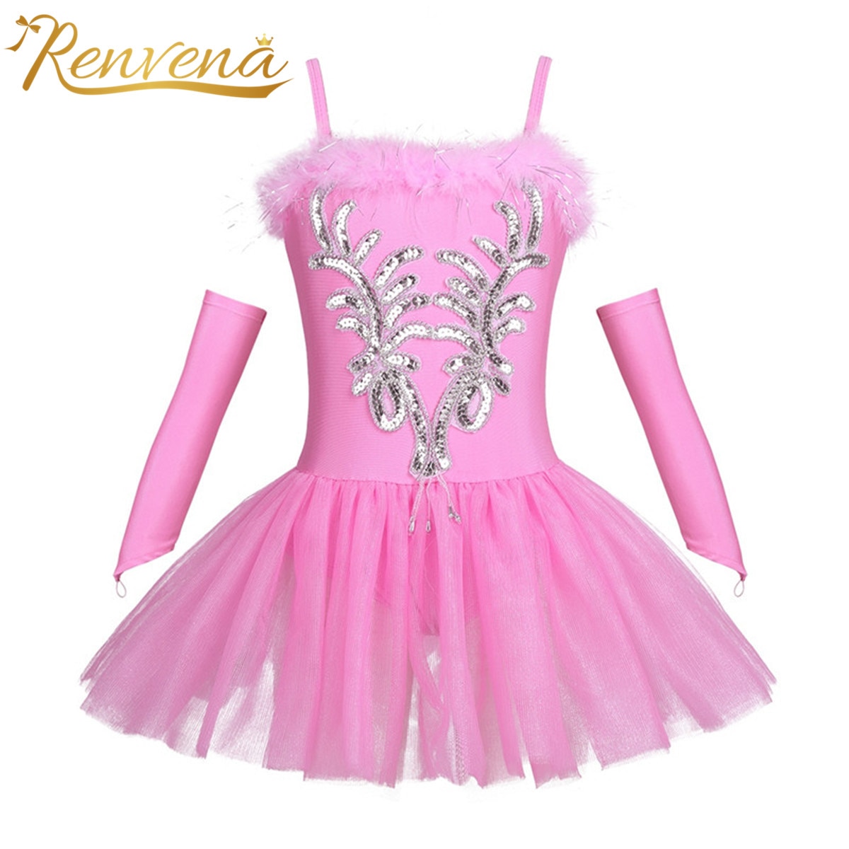 Tutu Kids Girls Sequins Beads Ballet Dress Children Dancewear Gymnasrics Leotard for Performance Swan Dance Ballerina Costumes