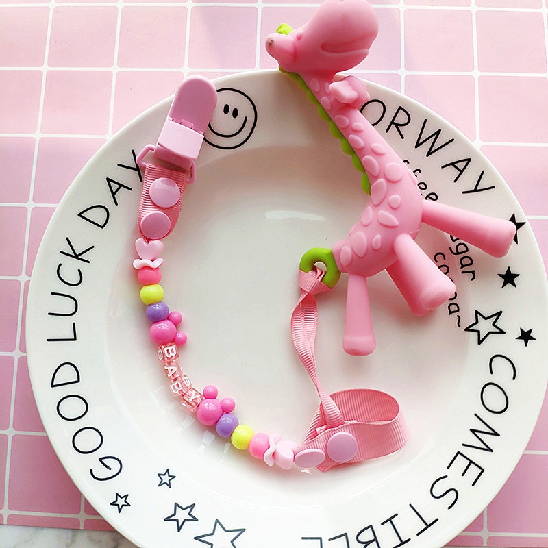 Pacifier Clips Handmade Holder Chain Silicone Pacifier Chains 5 Star Baby Teether Teething Chain Baby Gifts Girls Boys Chains