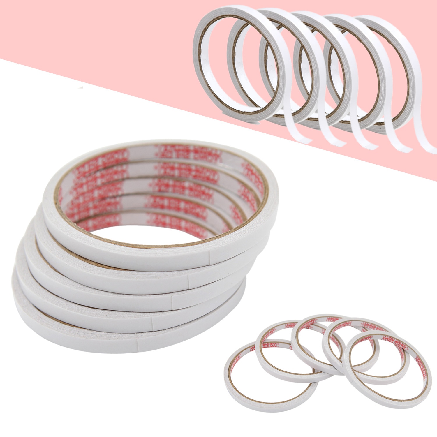 1-5 Rolls Double Sided Tape 8M Ultra Thin Self Adhesive Tapes Students Stationary Office Supplies DIY Crafts Accessories