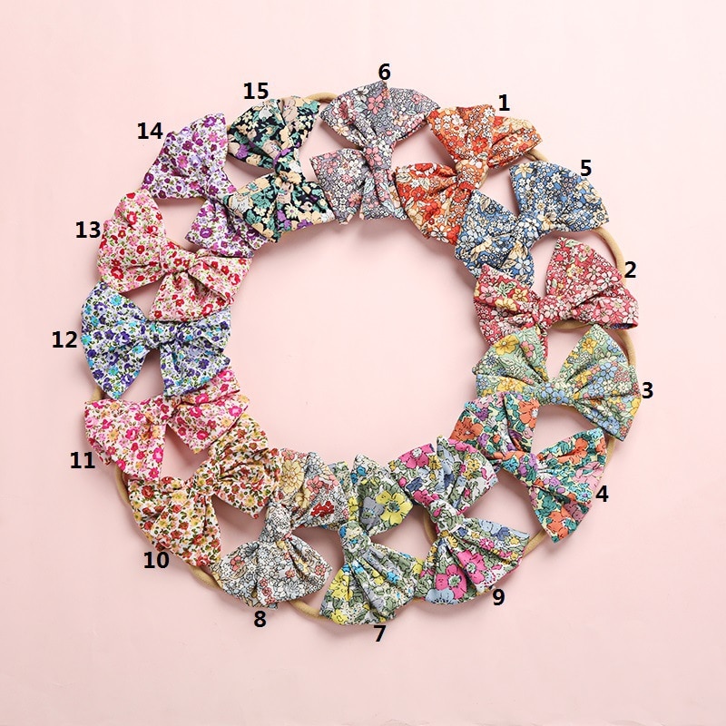 Baby Headband Cute Print Hair Bows Hairband For Girls Accessories Cotton Linen Lnfant Kids Head Bands Newborn Photo Props