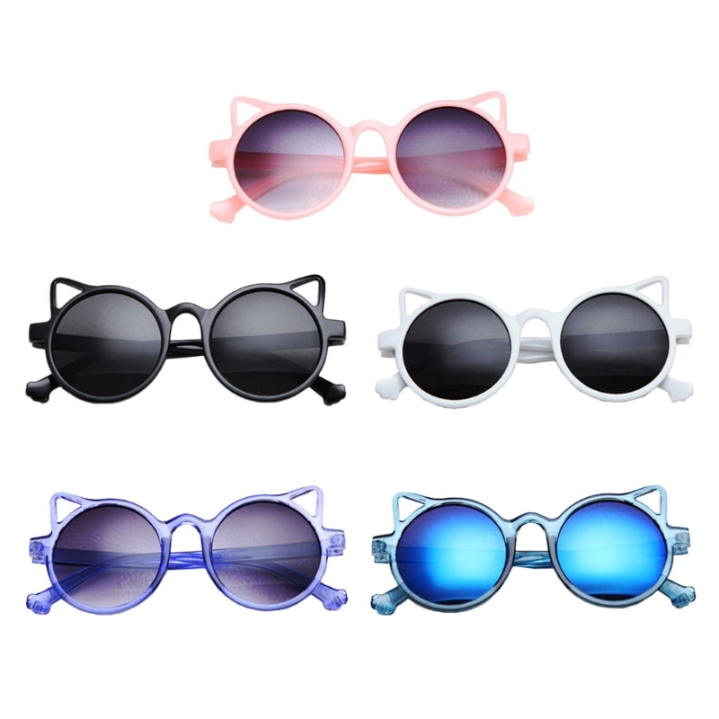 1Pc Kids Round Cat Ear Sunglasses Unisex PC Sun Glasses Lovely Cartoon Children Baby Eyewear Fashion UV400 Protection