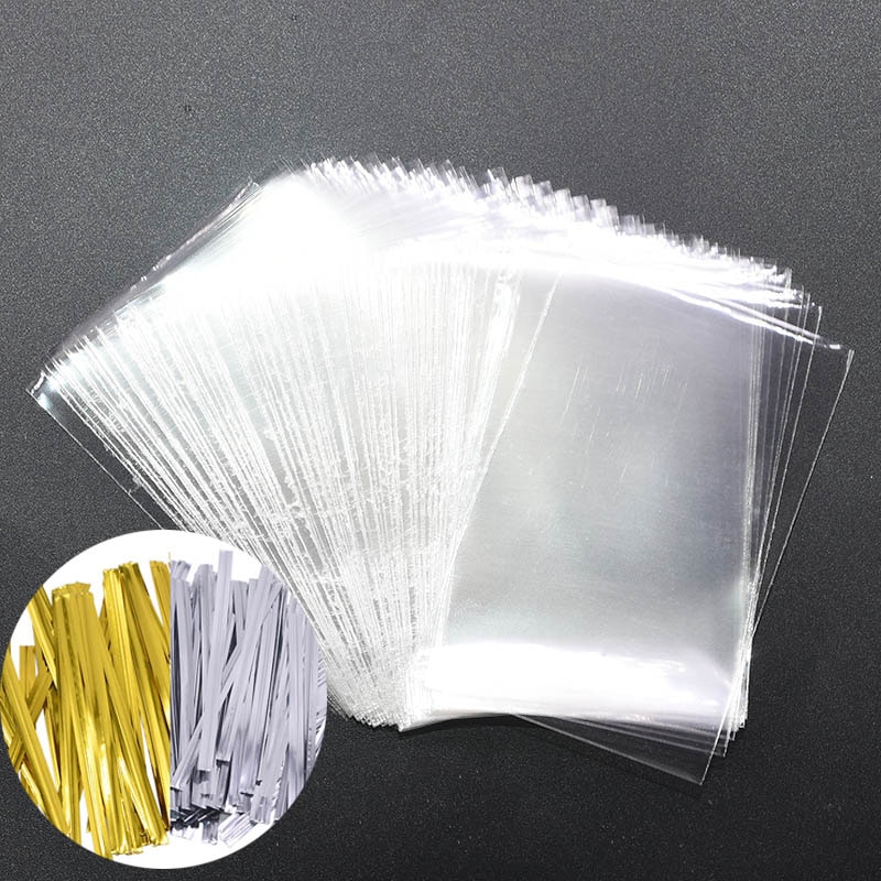 100pcs/pack Transparent Zellophan Tasche Klar Opp Kunststoff Taschen für Candy Lollipop Cookie
