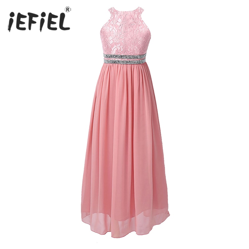 Flower Girls Dress Wedding Birthday Party Kid Tulle Chiffon Dress Vestido Elegant Floral Lace Princess Dresses For Teen Children
