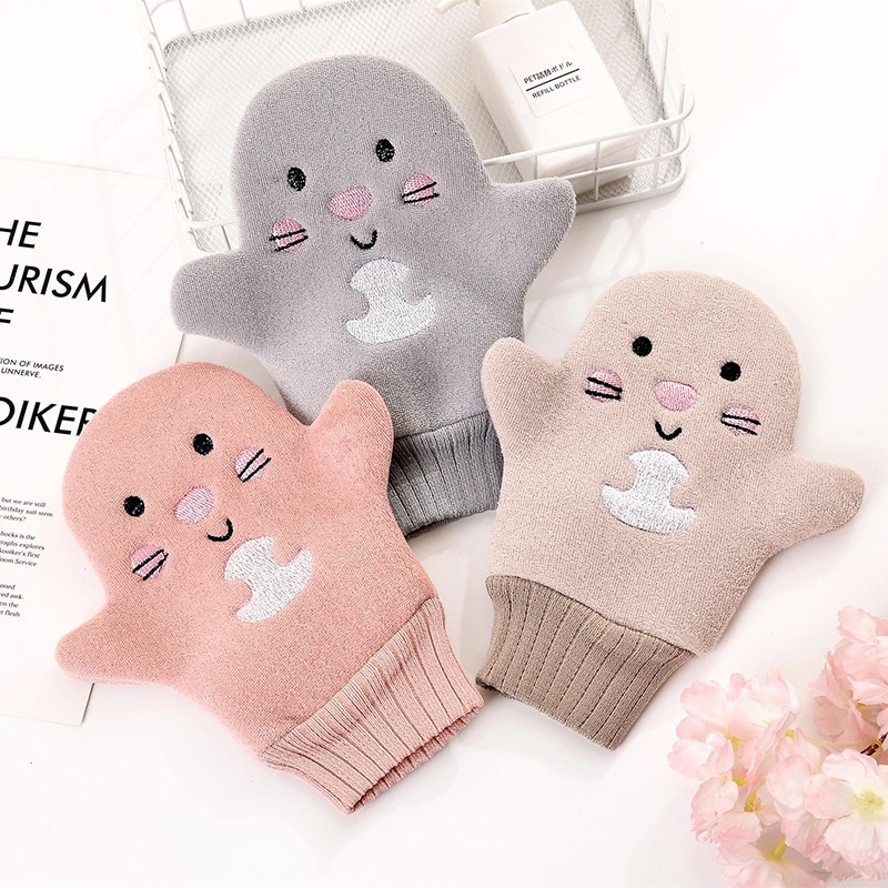 Creative Baby Bath Gloves Children Cartoon Cactus Bath Towel Scrubbing Gloves Body Clean Sponge Bath Accessories Soft Gloves