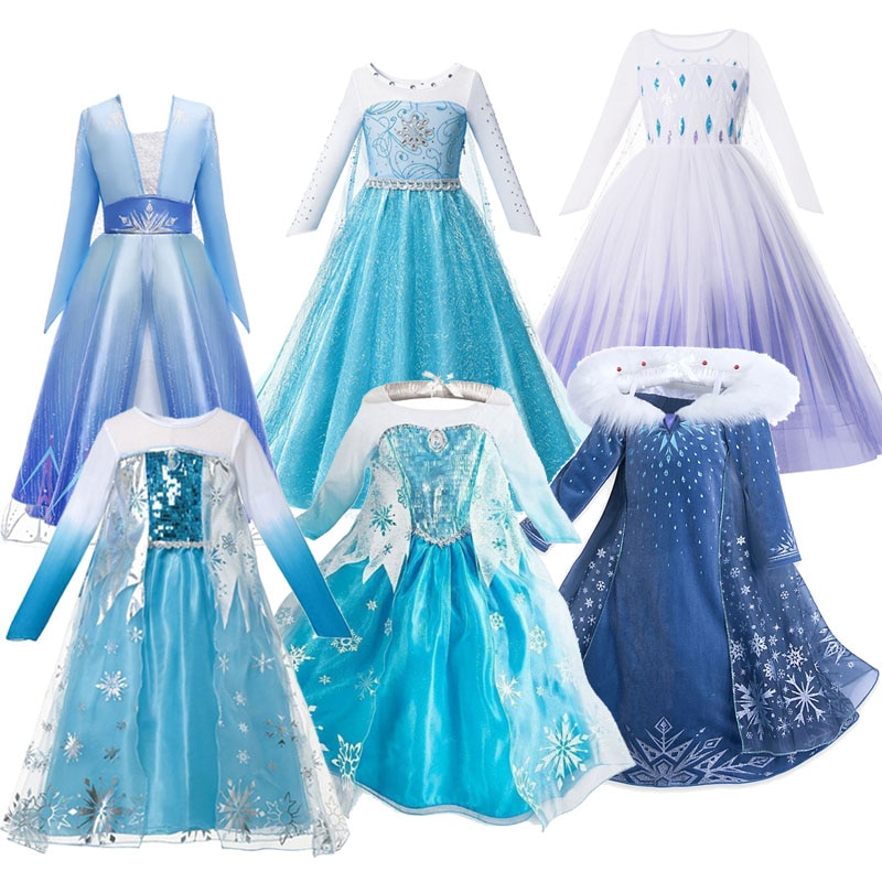 Frozen Queen Elsa Dress For Girls Fancy Halloween Party Cosplay Princess Costume for Kids Elsa Vestidos Children Clothes 2-12T