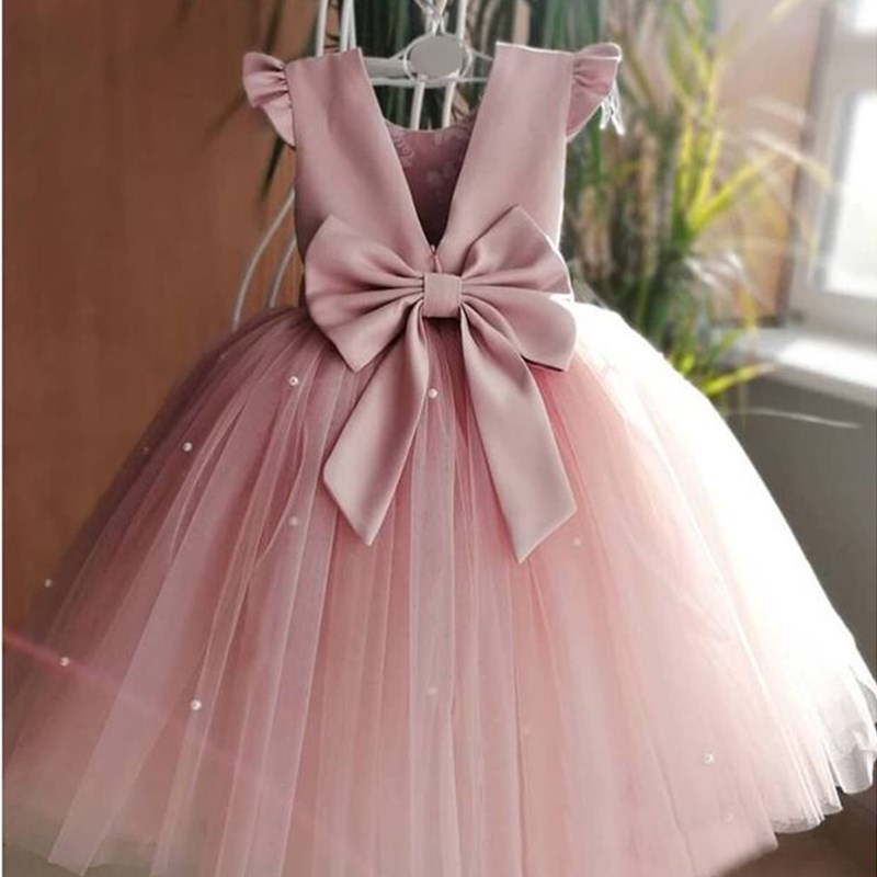 Baby Girls Wedding Dresses Toddler Kids Tulle Birthday Elegant Party Tutu Prom Gown 1 2 3 4 5 Years Children Christmas Costume