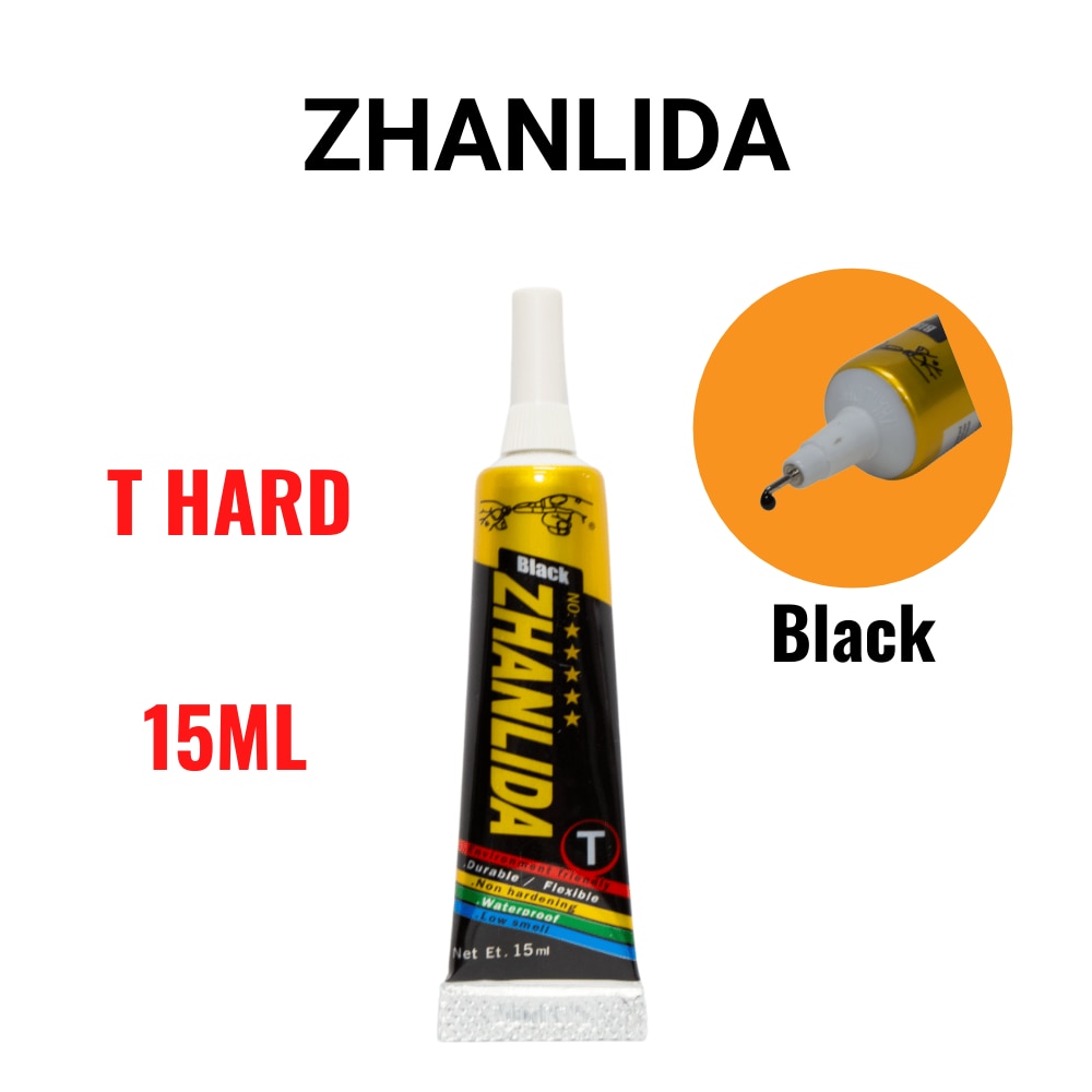 Zhanlida T Hard Setting 15ML Black Contact Adhesive Universal Repair Glue With Precision Applicator Tip