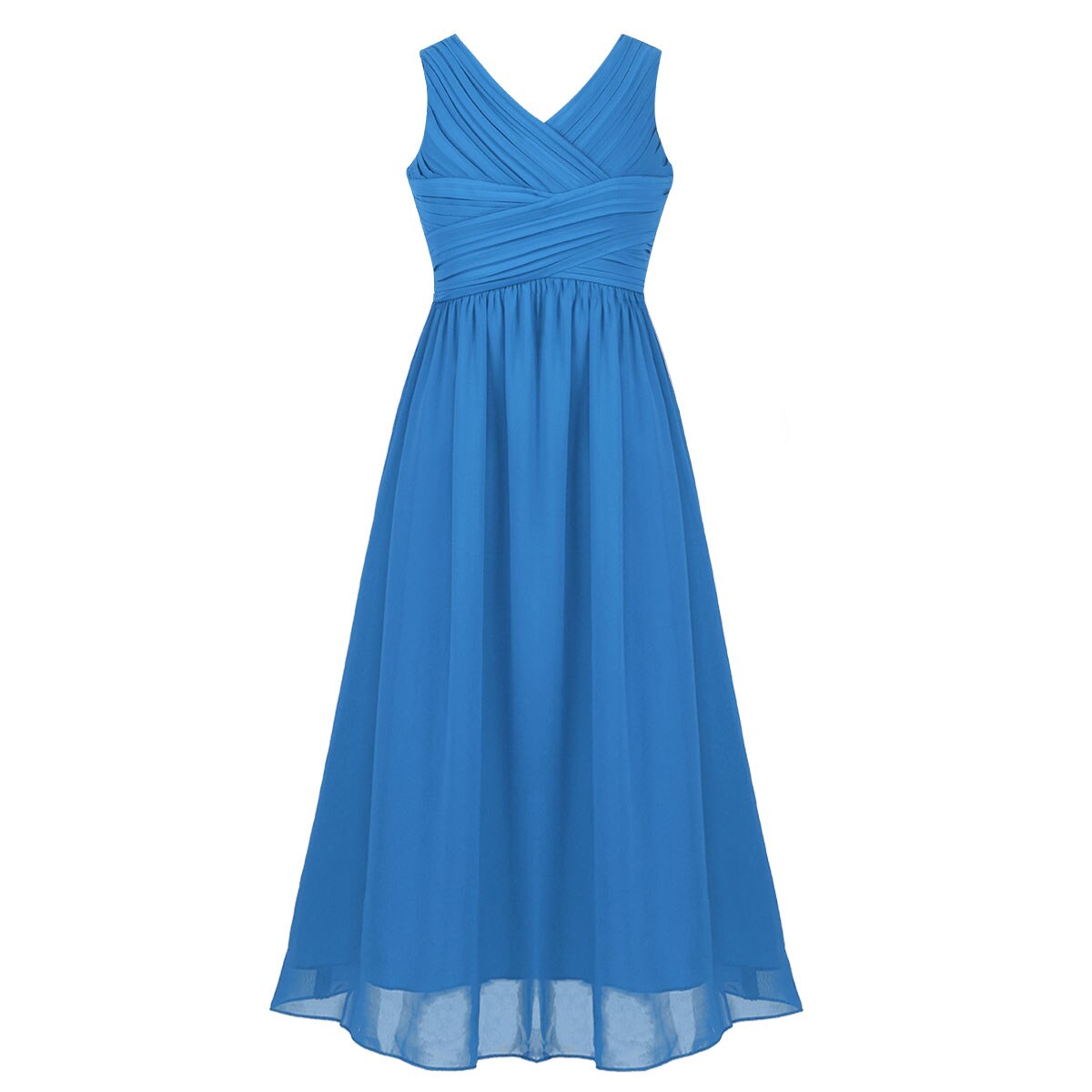 Kids Flower Girls Wedding Dress Children V-neck Chiffon Dresses For Girls Elegant Princess Evening Birthday Party Dress 6-16Year