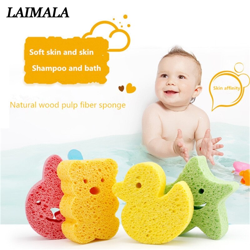 2020 New Baby Bathing Cartoon Cute Animal Shaped Sponge Wipe Newborn Artifact Rub Bath Solid Color Artifacts Cleaning Soft
