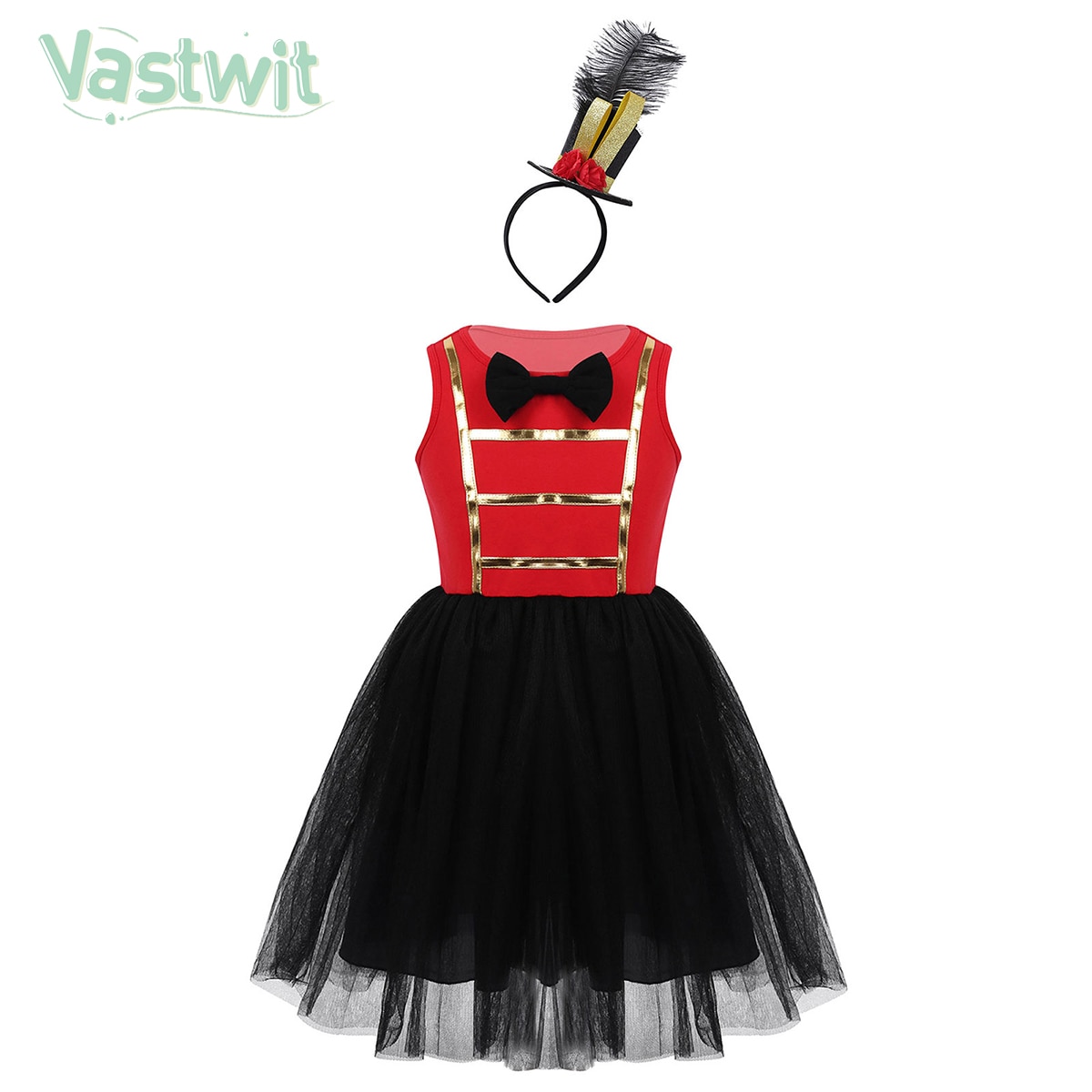 Kid Girl Circus Ringmaster Costume Bowtie Tulle Tutu Dress Top Hat Set Children Halloween Cosplay Party Carnival Dress Up Outfit