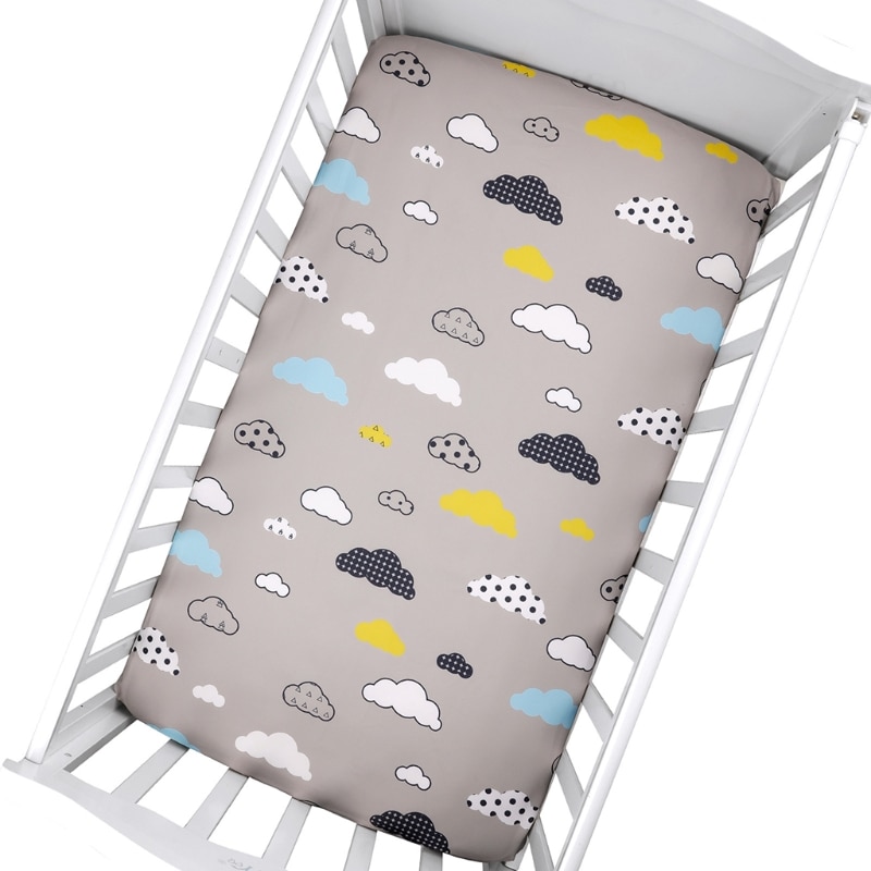 Newborn Baby Fitted Crib Sheet Infants Cot Mattress Cover Cartoon Printed Bed Sheet Soft Stretchy for Unisex Baby